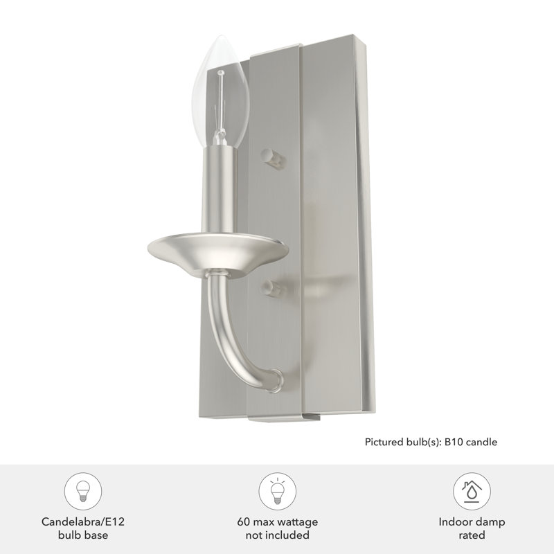 Perch Point Aluminum Candle Wall Light, Brushed Nickel