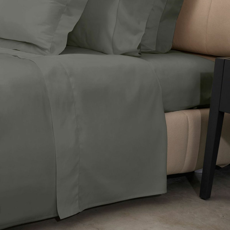 Gemma Flat Sheet, Lead Gray, Queen Flat Sheet