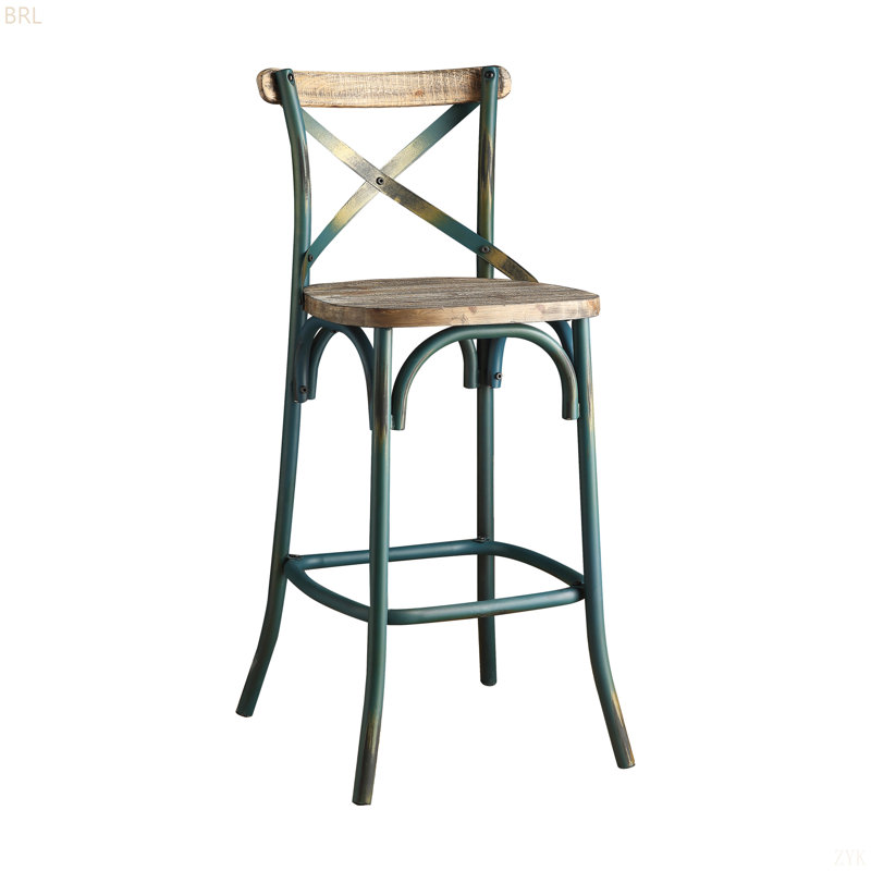 Chaise de bar en métal antique, Turquoise antique