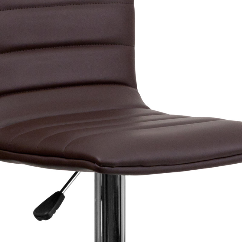 Clift Modern Upholstered Adjustable-Height Barstool with Footrest, Brown Faux Leather, 2
