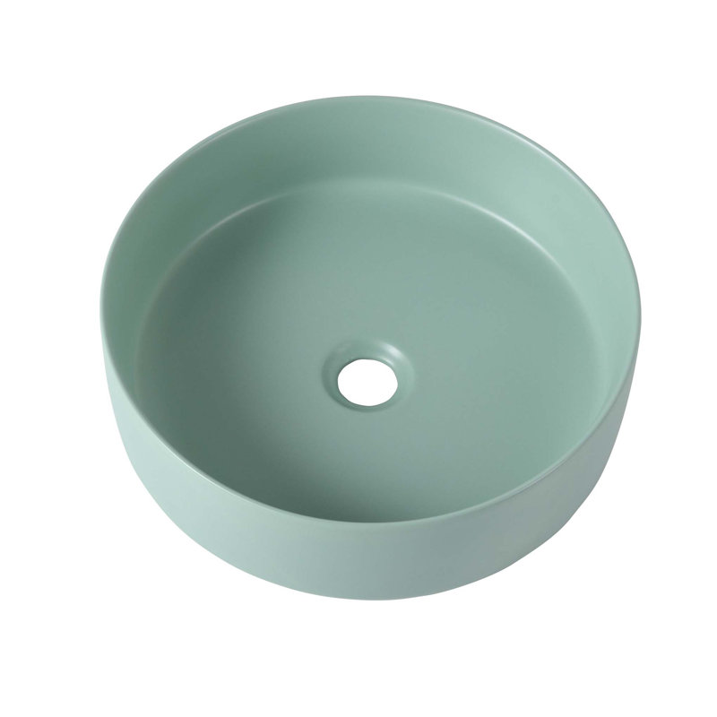 Elegance Plexi Home 15.7'' Ceramic Circular Bathroom Sink, Celeste