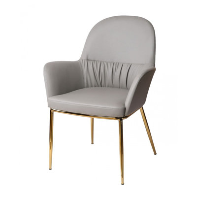 Fauteuil d'appoint moderne de 26 po Cid, siège rembourré, similicuir végétalien, gris