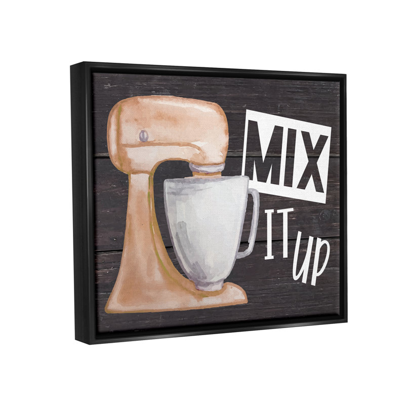 «Mix It Up Kitchen Mixing Bake Floater», art mural sur toile par ND Art, Cadre flottant noir de jais