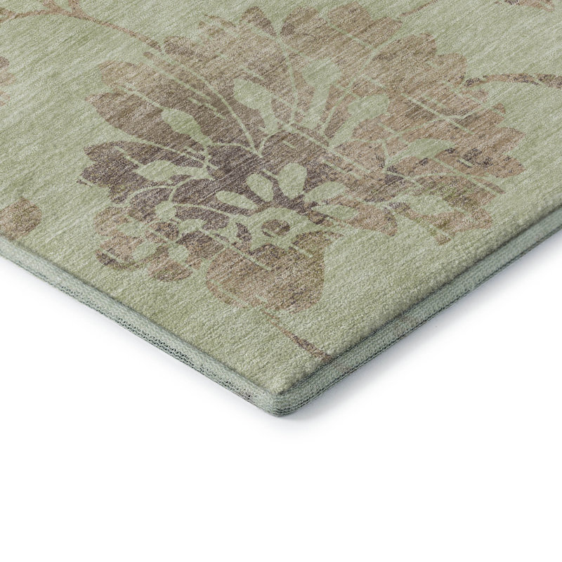 Premium Machine Washable Prisco Aloe Rug, Rectangle 3' x 5'