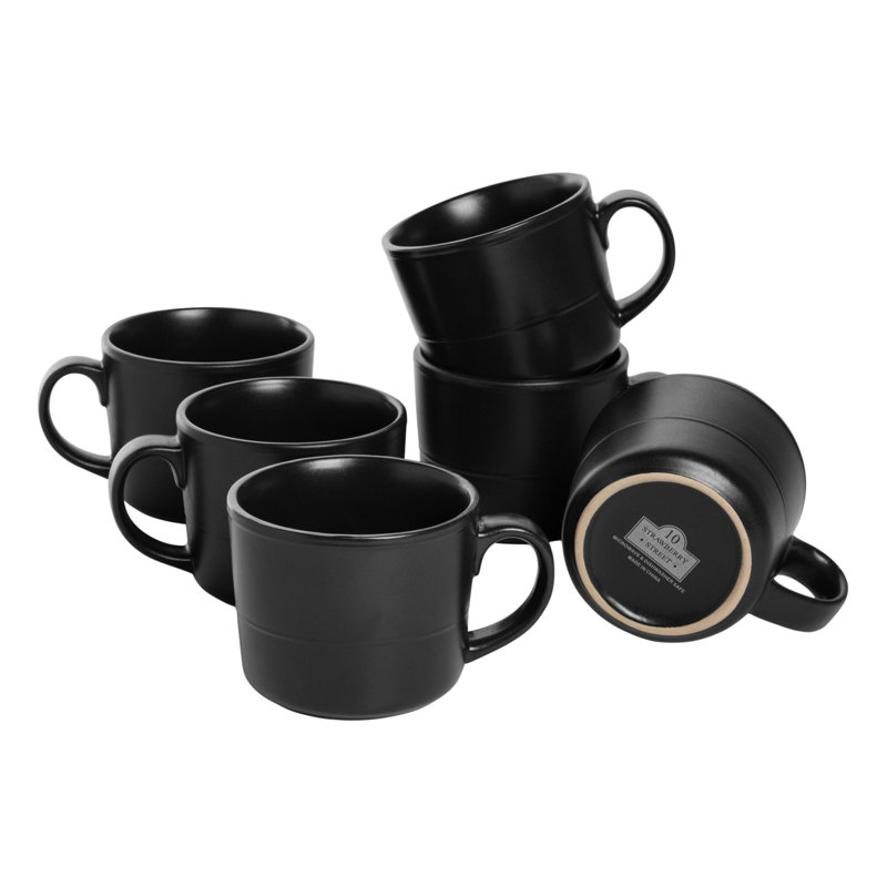 Ensemble de 6 tasses Double Line 3,75 "/ 12 oz, Noir mat