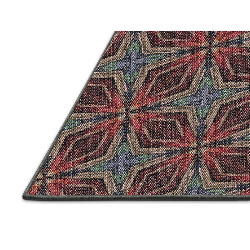 Tapis rouge / bleu Power Loom, Rectangle 5 pi x 7 pi