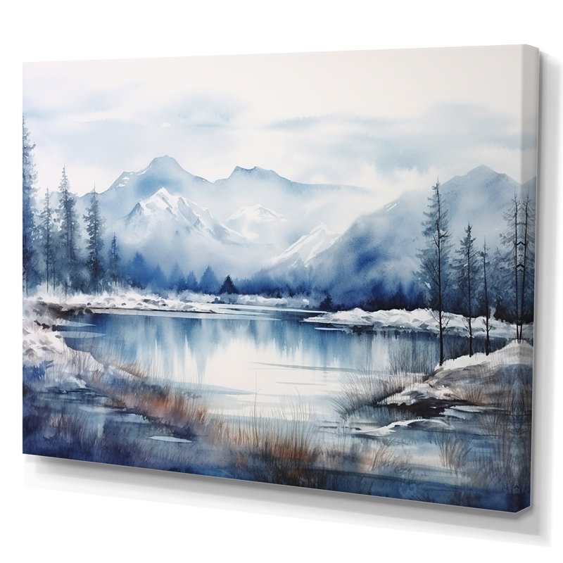 Sommet bleu et blanc, montagnes du Japon - Japon, art mural, Toile tendue, H 40 po x l 60 po x P 1,5 po