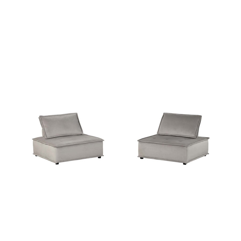 40 Inch Wide Light Gray Velvet Armless Lounge Chair Set, Comfortable And Stylish For Modern Living Spaces, Light Gray, 2