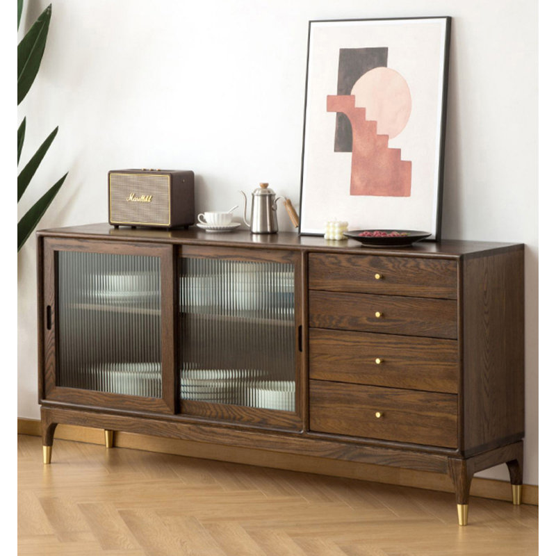 Scandinavian-style Oak Sideboard, 31.5" H x 55.1" W x 15.7" D