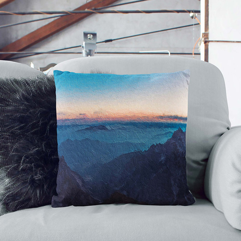 Sunset over Mojstrovka in Slovenia Cushion with Filling, 55cm H x 55cm W x 20cm D, Stone