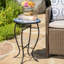 Table d'appoint d'extérieur exquise avec carrelage: carreaux de mosaïque en fer bleu et blanc
