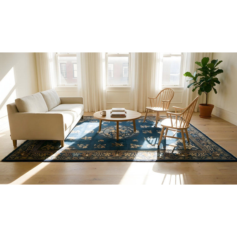 Antique Peking Room Size Wool Blue Navy, Brown Rug