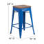 Tabouret de bar en métal sans dossier de 30 po de hauteur avec siège carré en bois Margherite-58202624-58202620