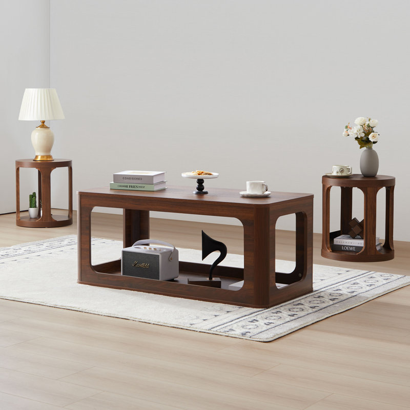 Ensemble de table de salon 3 pièces Kaigo, Bois brun