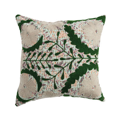 Oreiller carré en voile de coton à motif Suzani