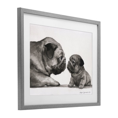Carlin et son chiot, reproduction sous verre, conception de George Dyachenko