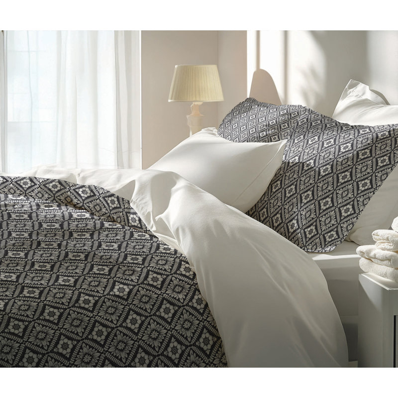 Talia Small 3- Piece Decorative Lightweight Comforter Set, Charcoal, King Comforter + 2 King Pillowcases