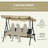 3-Seat Porch Swing with Canopy Outdoor Swing Chair w/ Rattan Seat
