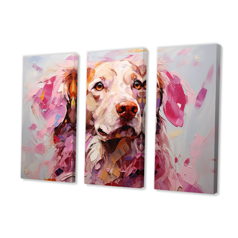 Ensemble de décoration murale chien rose Labrador Popart, H 40 po x l 60 po x P 1 po