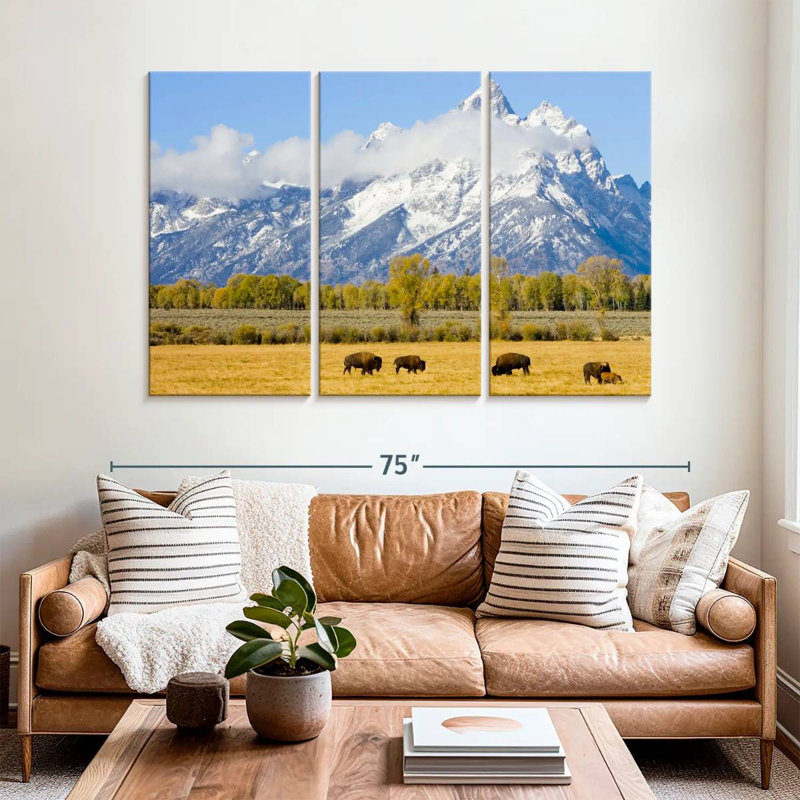 Bison d'Alvord dans les plaines de Teton, H 42 po x l 65 po