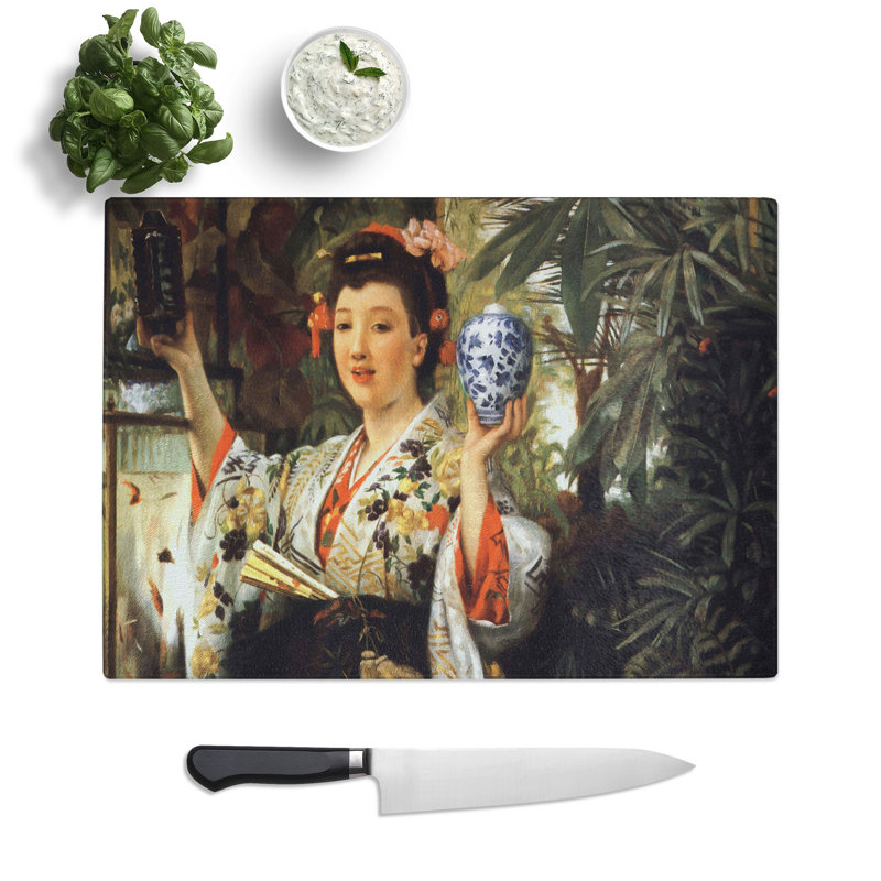 The Japanese Vase by James Tissot Chopping Board, 20cm W x 28.5cm L