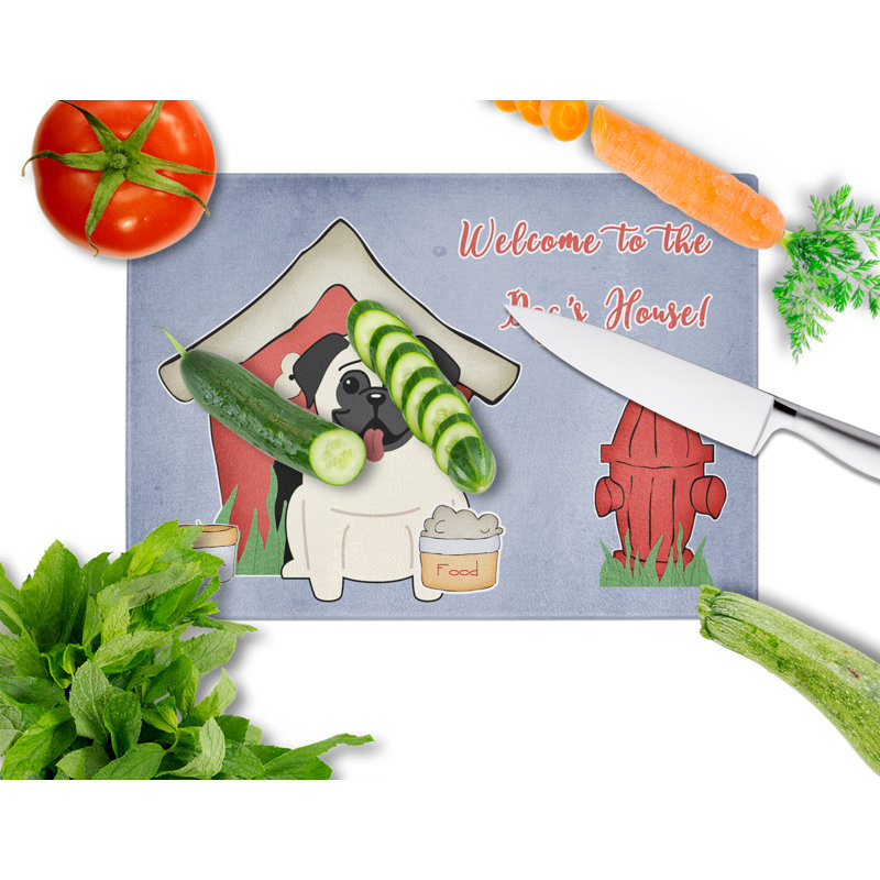 Planche à découper en verre trésors carlin caroline Dog House, Crème