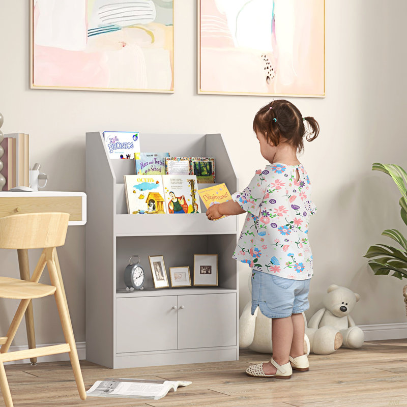Armoire de rangement pour jouets, bibliothèque pour enfants, chambre d'enfant Qabo, Gris