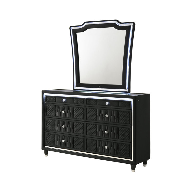 Commode traditionnelle l 60,90 po avec miroir, noir