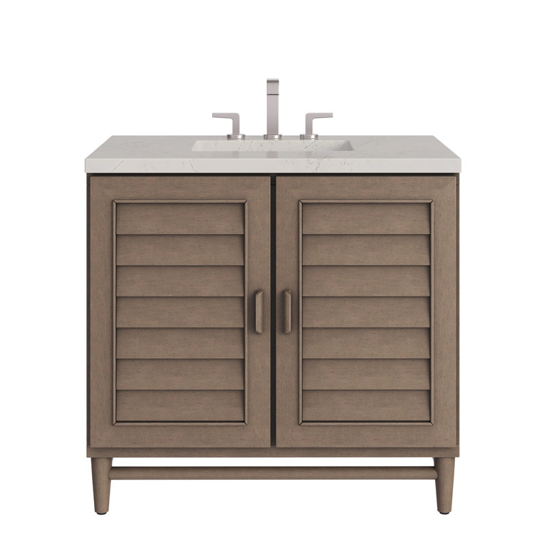 Portland 36'' W Single Vanity, Whitewashed Walnut, Siberian, 8" Widespread