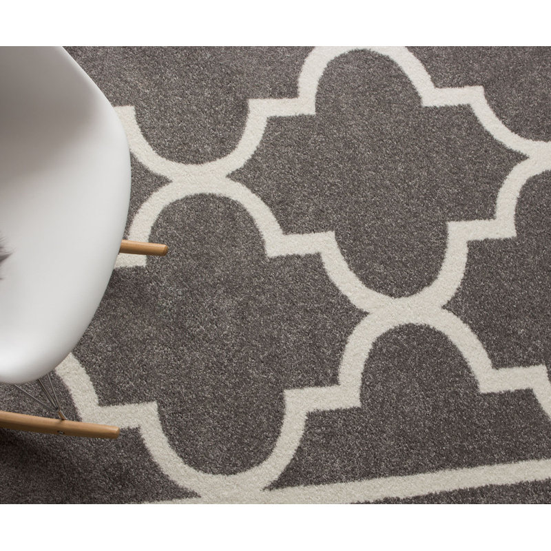 Tapis gris à motif géométrique Tangires, Rectangle 8 pi x 10 pi