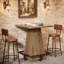 Table de bar carrée 37,4 "avec repose-pieds en métal, table de pub à hauteur de comptoir Farmhouse