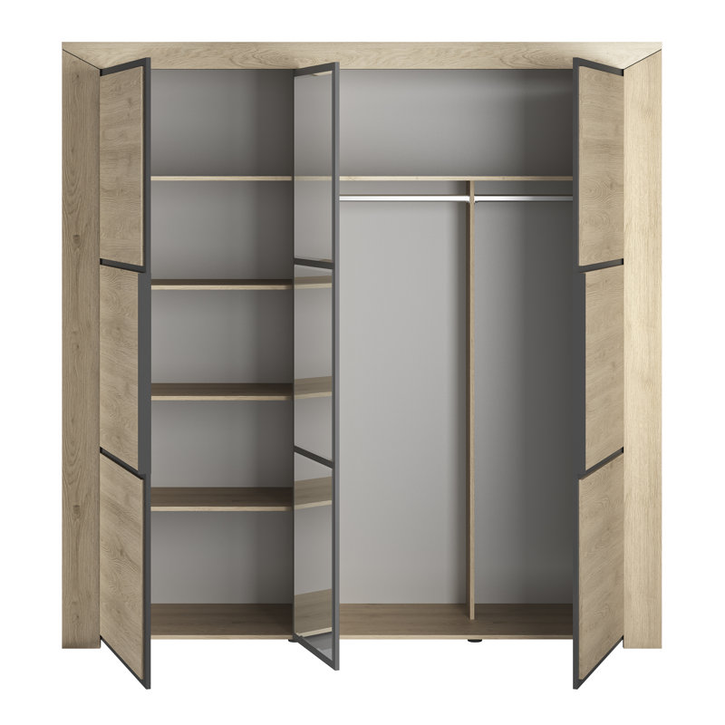 Rockdale 3 Door Manufactured Wood Wardrobe, Natural Chestnut