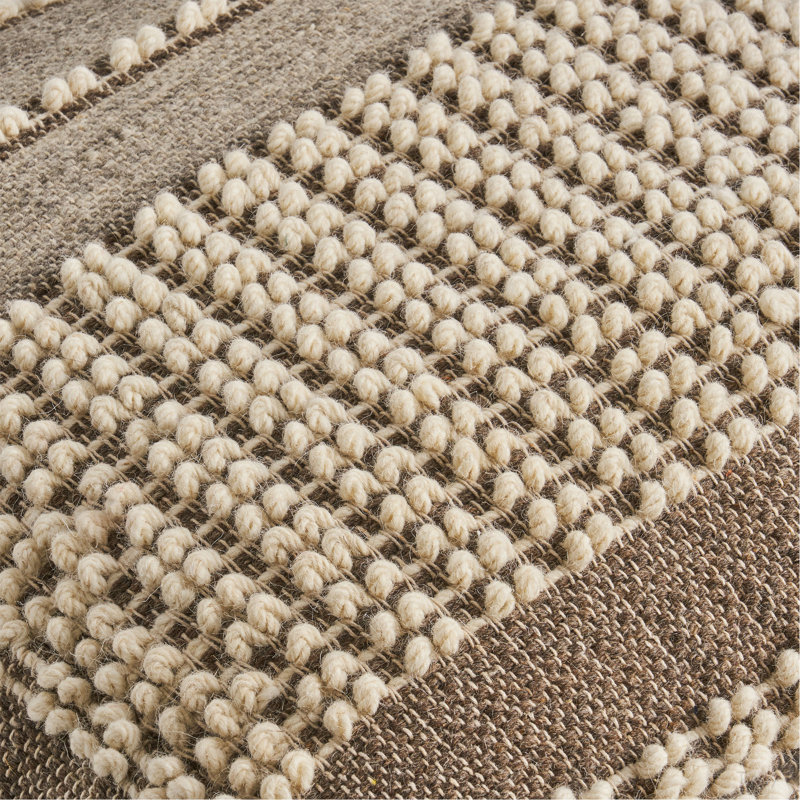 Grand pouf rustique en laine et coton brun