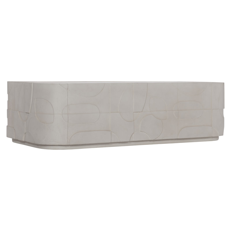 Zina Modern Beige Stonecast Rectangular Coffee Table