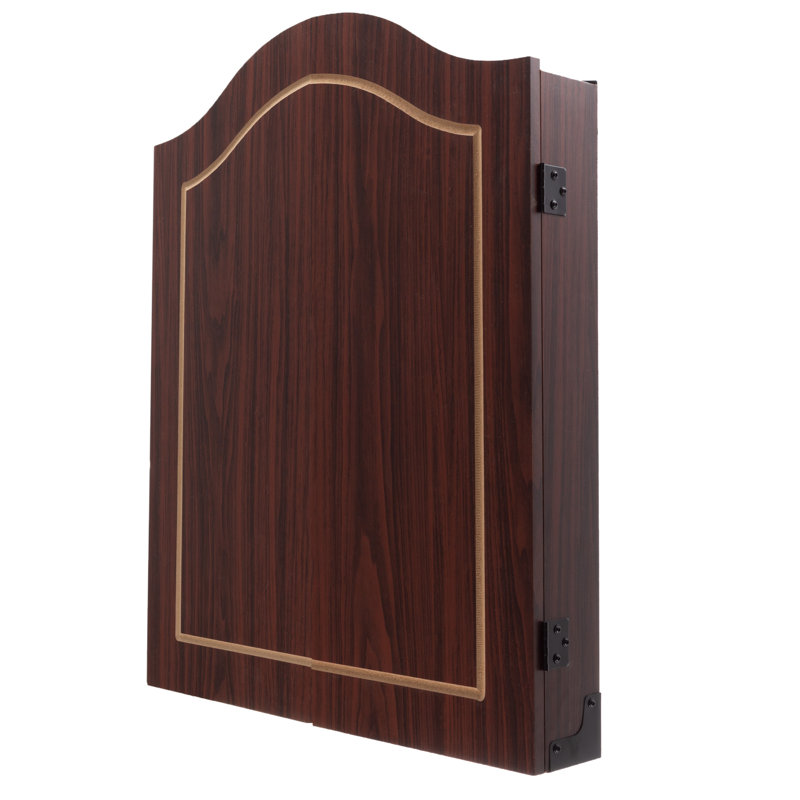 Walnut Finish Bristle Dartboard Cabinet Set with Steel-Tip Darts