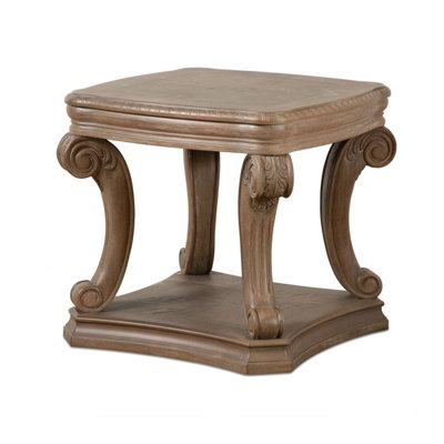 Olane End Table, Weathered Oak Brown Wood, Rustic Farmhouse 26 Inch