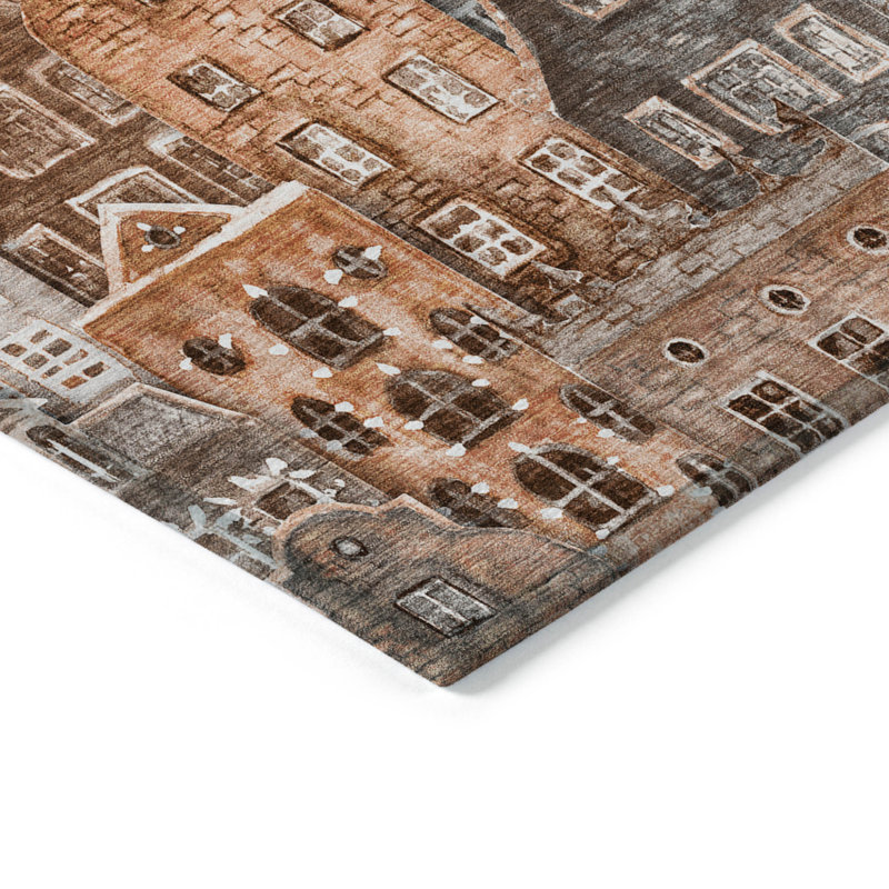 Tapis intérieur lavable 5 pi x 8 pi Salmon Village