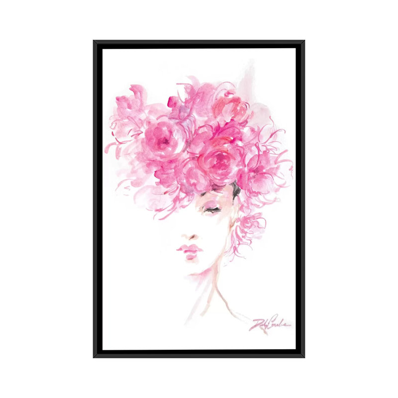 « lady rose », impression sur toile, H 26 po x l 18 po x P 1,5 po, Toile encadrée noire, Pas de tapis