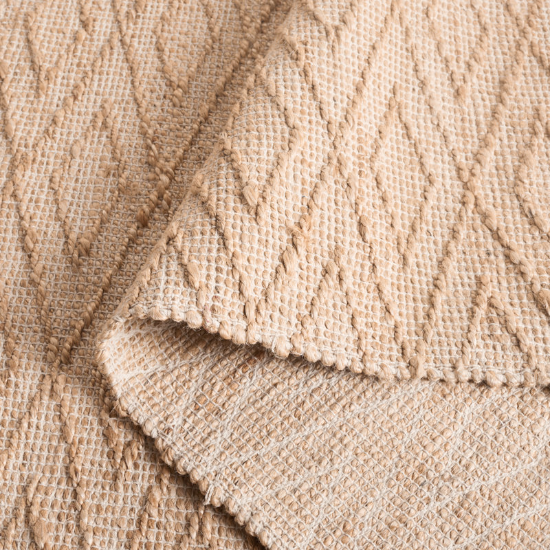 Tapis en jute de coton tissé à la main Klinton, Rectangle de 5 pi x 8 pi