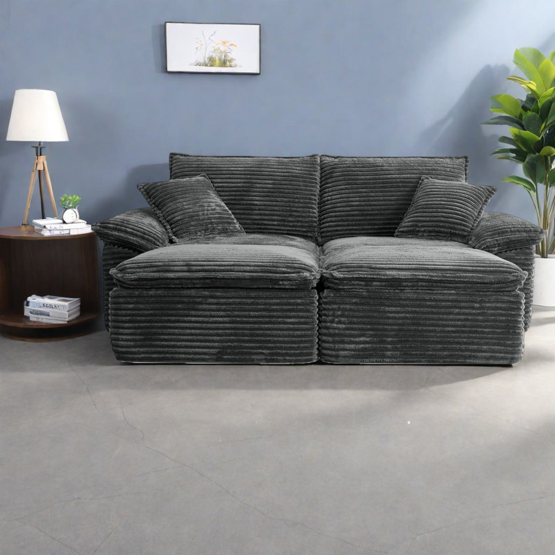 Canapé modulaire à compression en velours côtelé 81 pouces