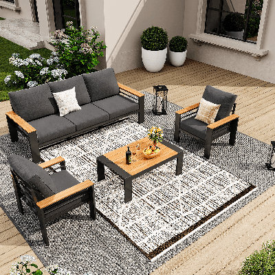 Aluminum Patio Conversation Set with Removable Cushions