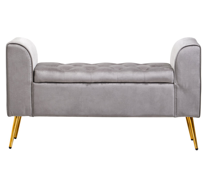 111cm Wide Velvet Standard Ottoman, Grey