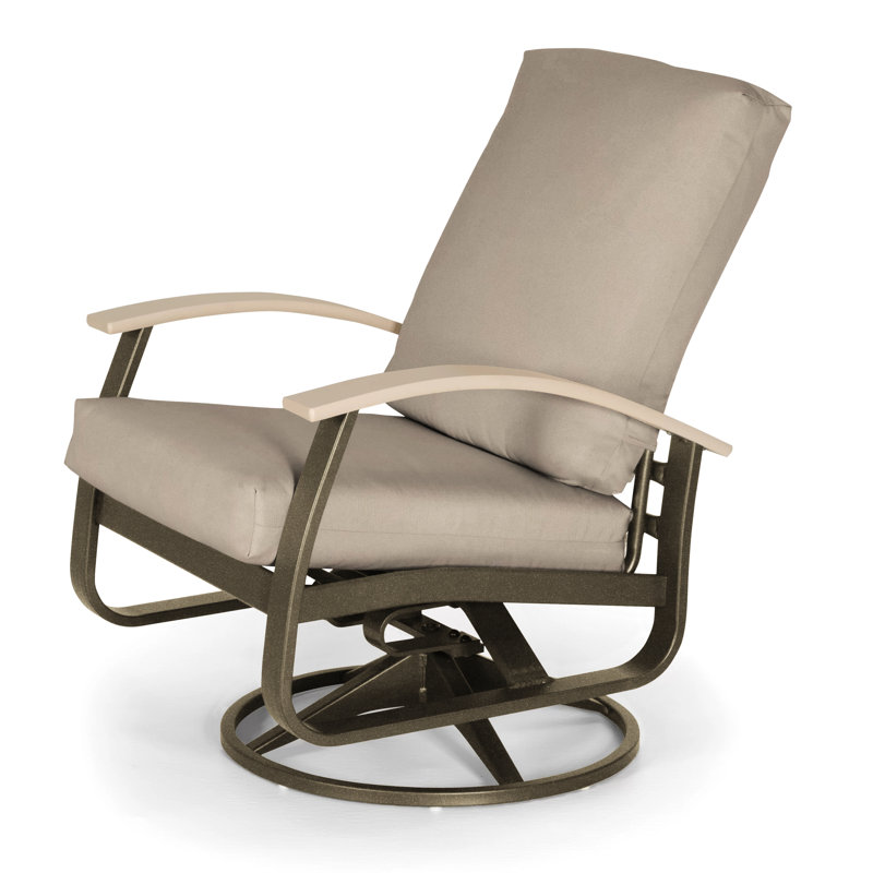 Belle Isle Outdoor Swivel Lounge Chair, Spectrum Indigo Sunbrella®, White P50, Textured Beachwood