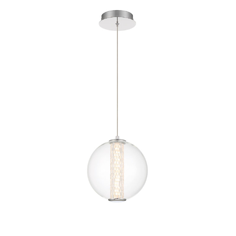Luminaire suspendu 1 lumière Atomo en chrome, Transparent, Chrome