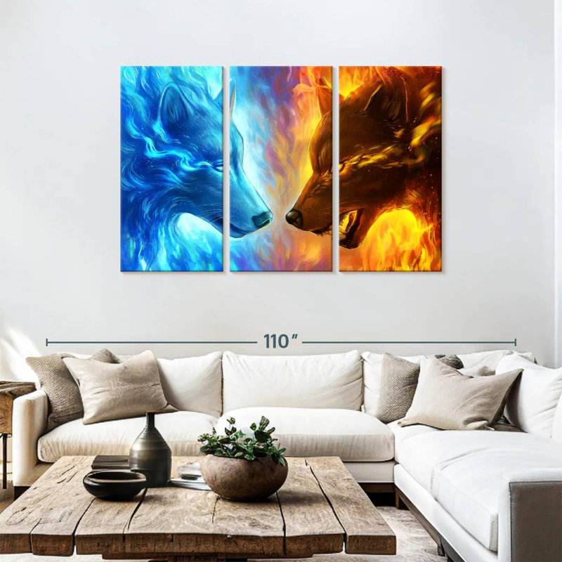 Fire And Ice Wolves, 48" H x 74" W