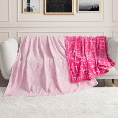 Juicy Couture Royal Embossed/Bow Plush 2-Piece Throw Blankets
