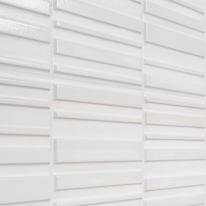 Sydney 8x16 3D Mixed Finish Ceramic Tile, White