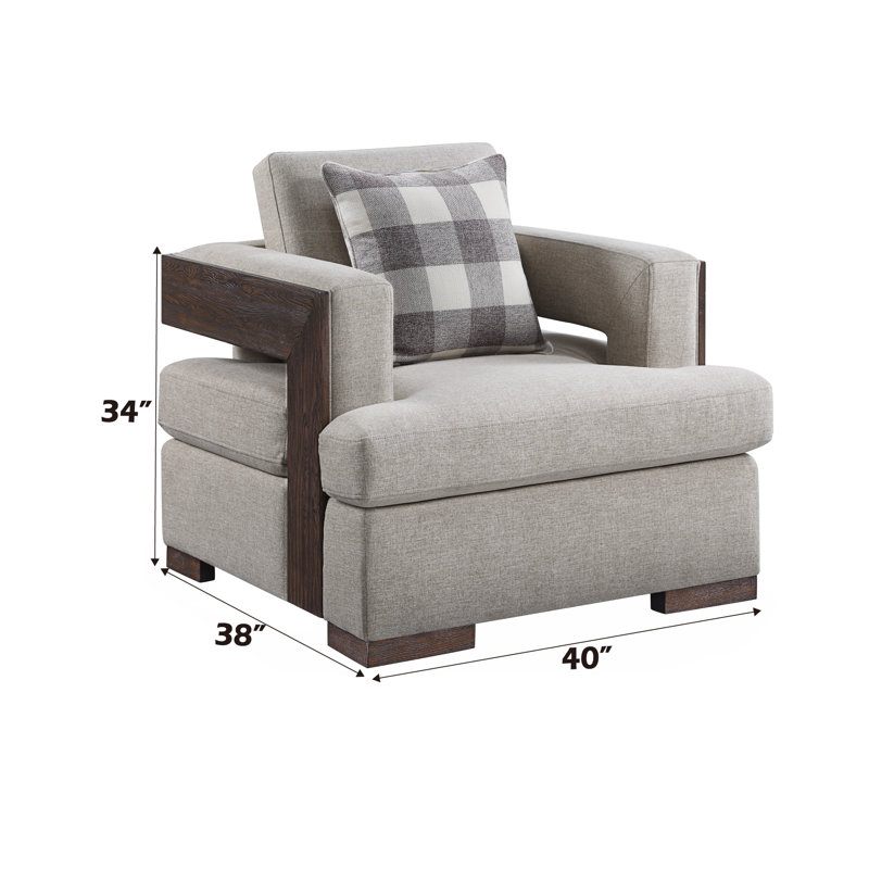 Fauteuil Anjelita de 40 po de large gris et noyer