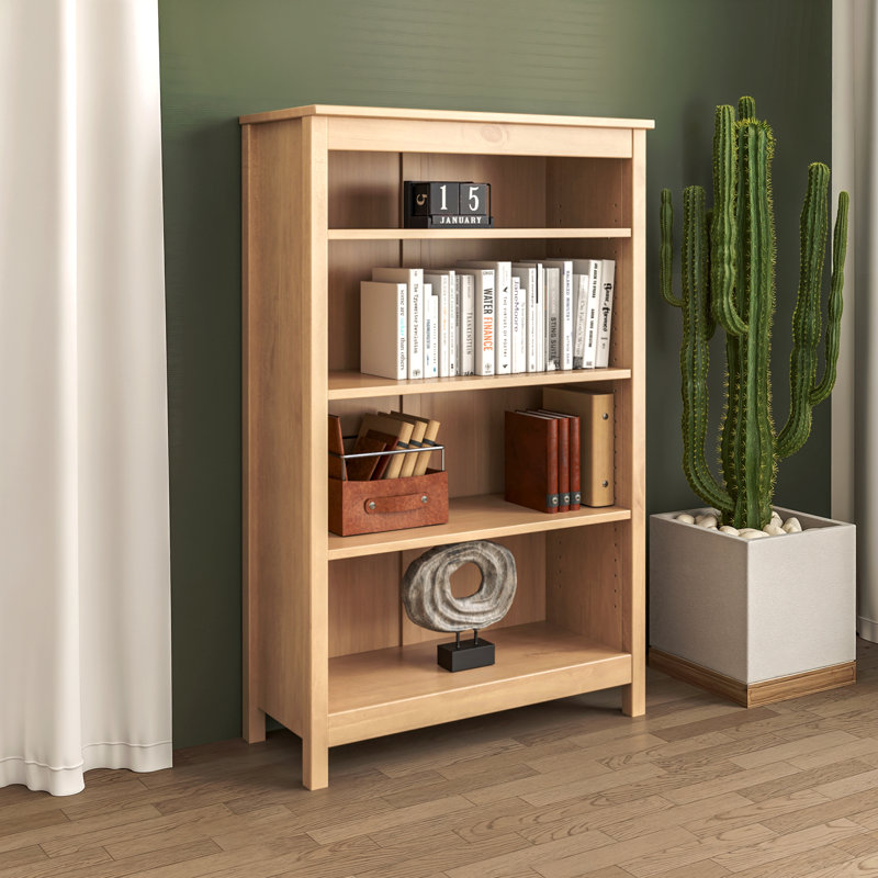 Classic Shaker Style Solid Wood Bookcase, (4 Shelves) 48"H x 30"W x 13.25"D, Light Oak