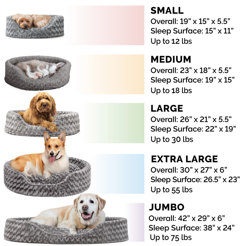 Ultra Plush Oval Donut Dog Bed, Small (19" W x 15" D), Gray